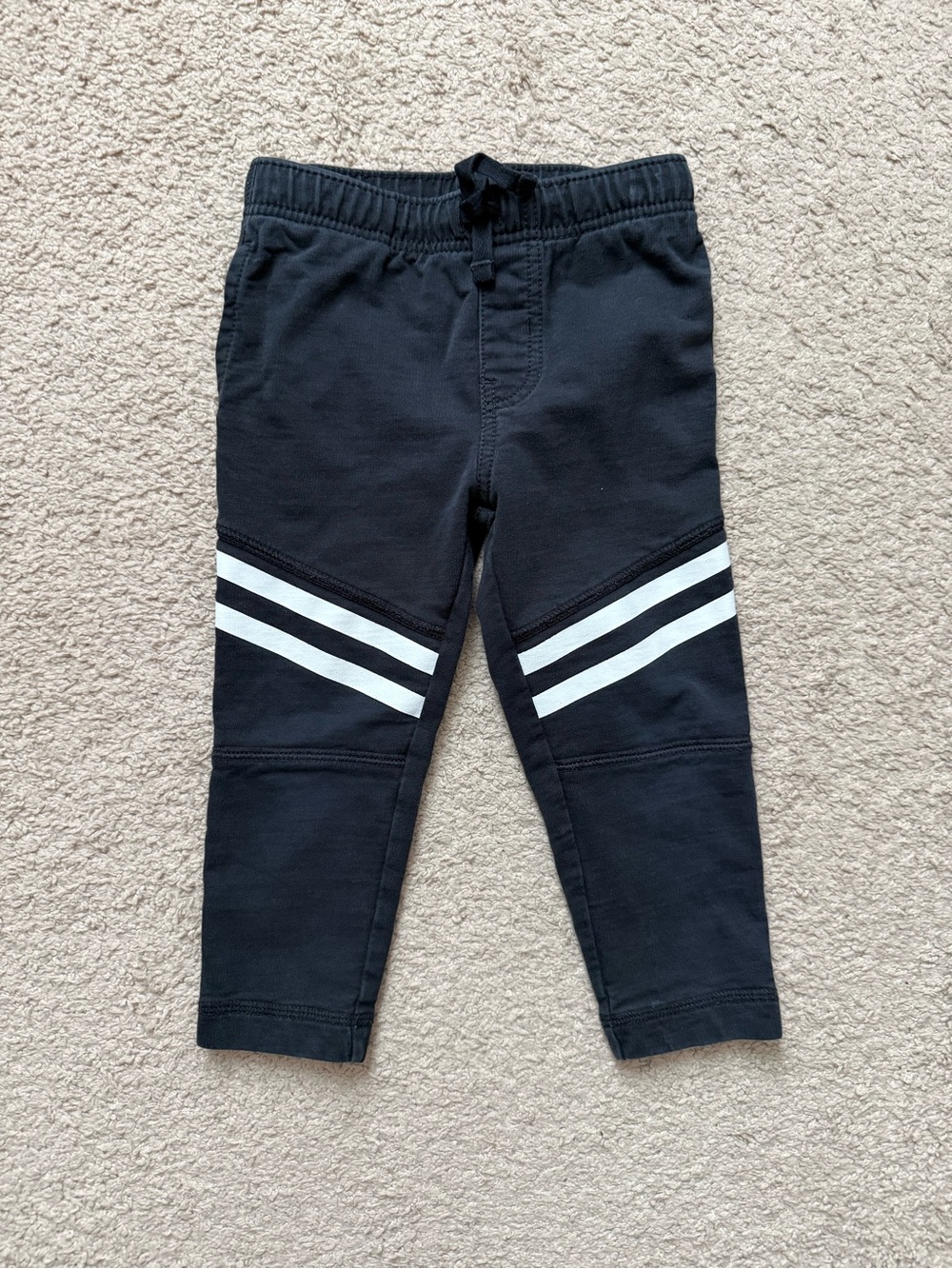 Tea Collection Toddler Black Jogger Pants with White Stripe Detail